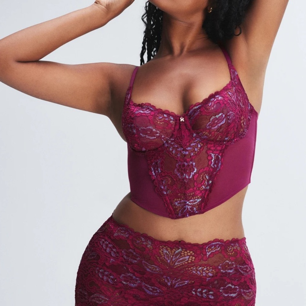 Savage X Fenty Romantic corded Lace corset metallic bustier top